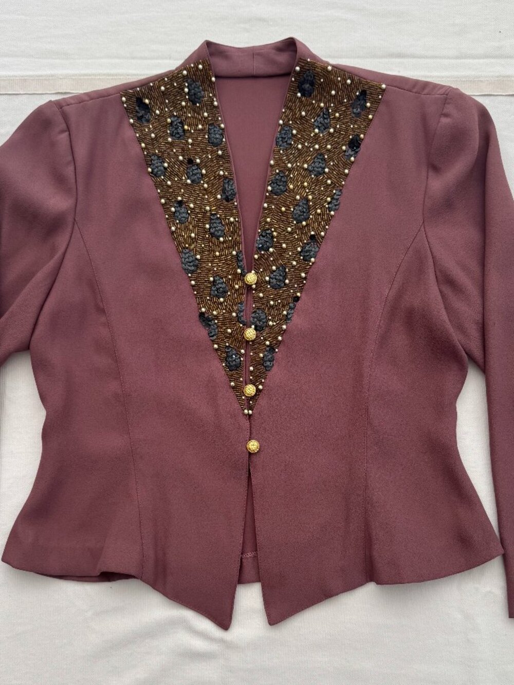 vintage 1940's style dusty rose evening jacket with sequin "lapel"